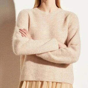 Vince Featherweight Ribbed Pullover Sweater S Womens Mohair Wool Blend Cream